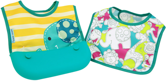 마커스앤마커스 방수턱받이 파우치 세트, 그린코끼리 올리, 1세트