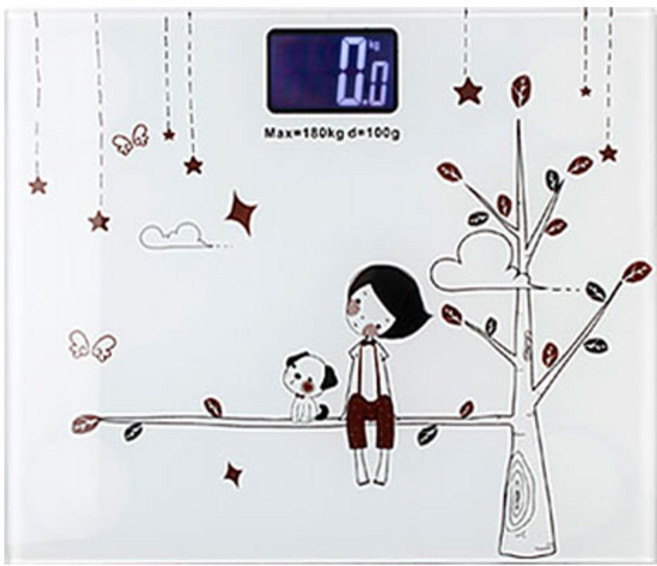 디지털 사각 백라이트 체중계, 화이트, 1개