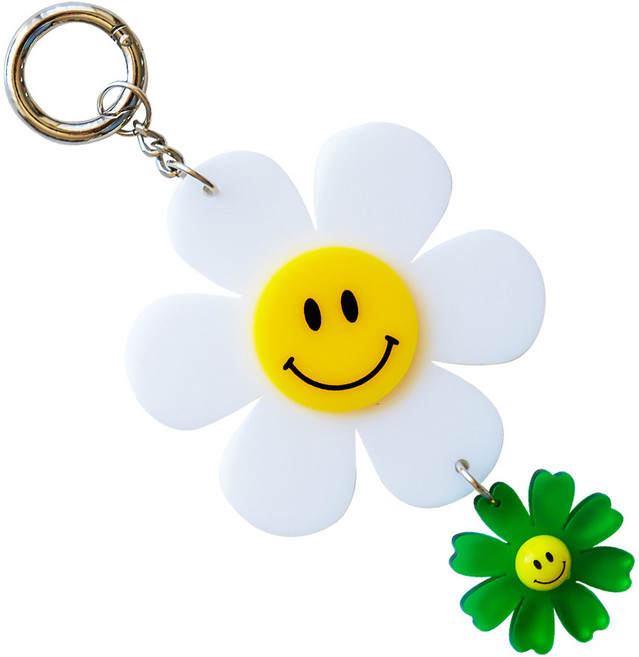 스마일 플라워 키링 열쇠고리, 1개, 화이트