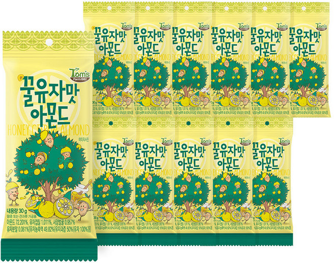 탐스팜 꿀유자맛 아몬드, 12개, 30g