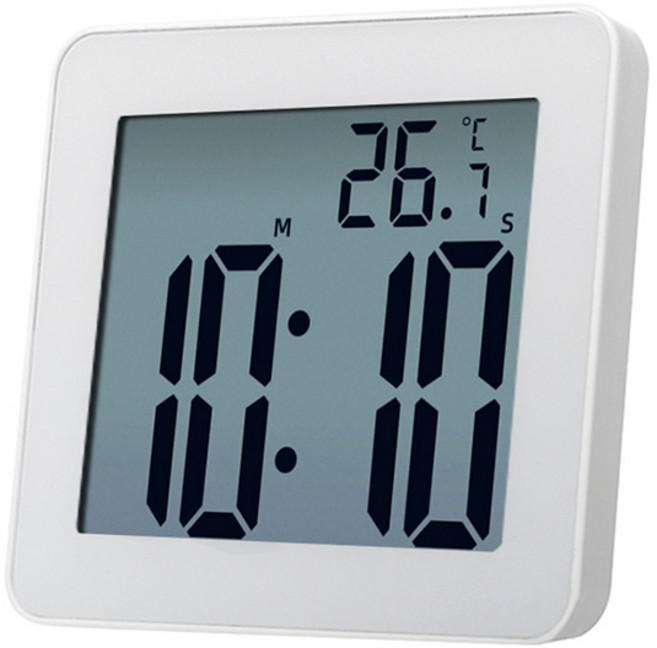 마켓감성 모던 방수 LCD 흡착식 욕실시계, 1개, 화이트