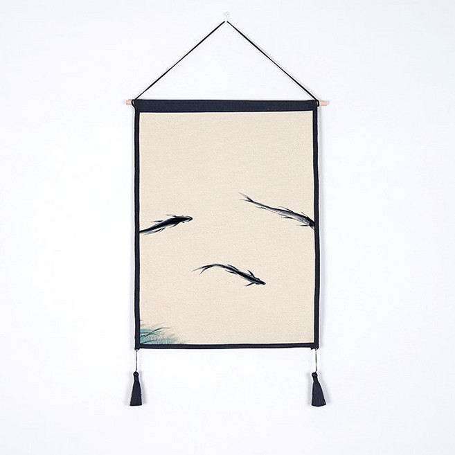 콩 케이리빙홈 연못 수묵화 행잉 액자 패브릭포스터, 8