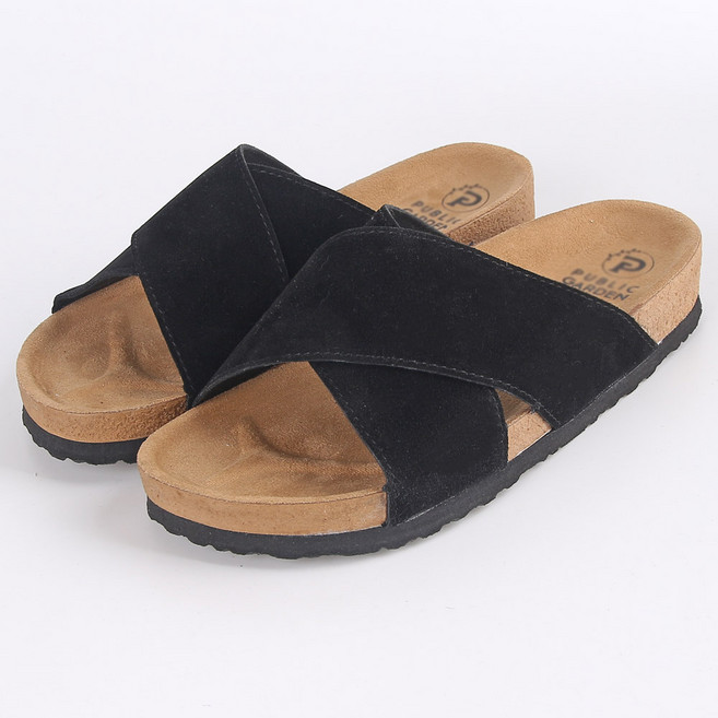 PUBLIC GARDEN Holly Banana 男士X型基本款拖鞋 60MS0, 黑色, 250