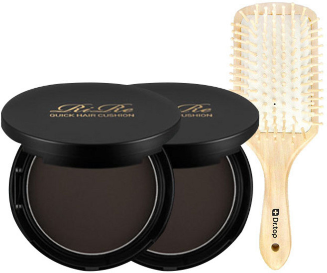 리르 퀵 헤어 커버 쿠션 2p + 우드브러쉬 세트, 커버쿠션(내추럴 브라운), 1개