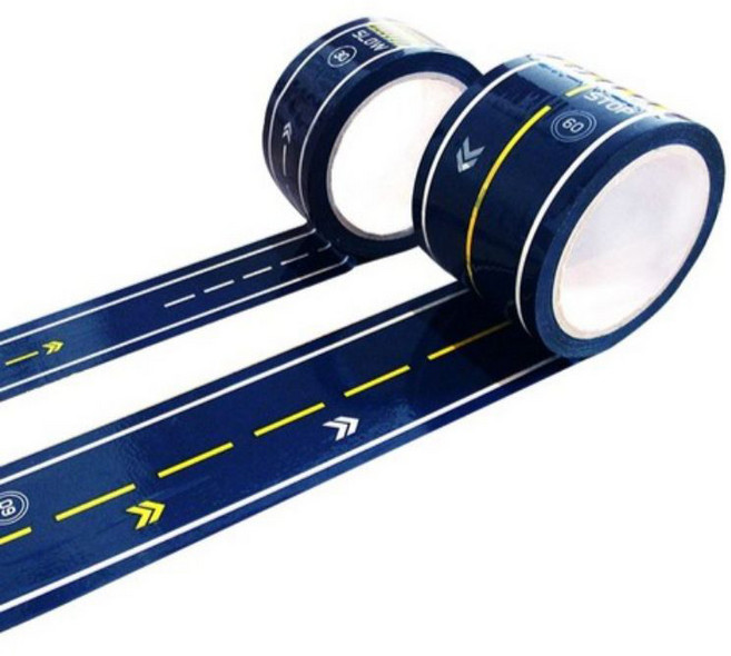 세이프티 유라야놀자 미니카 어린이 장난감 자동차 도로테이프 트랙 1차선 48mm x 40m + 2차선 78mm x 40m 세트, 네이비, 1세트