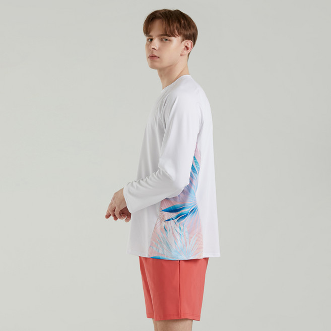 에이치머스 남성용 오클랜드 오버핏 래쉬가드 상의 + 워터 보드숏, RED