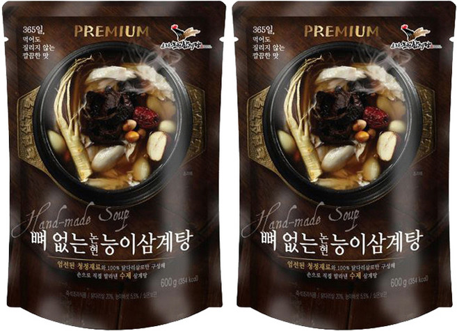 윤도훈논현삼계탕 뼈없는 논현 능이 삼계탕, 600g, 2개