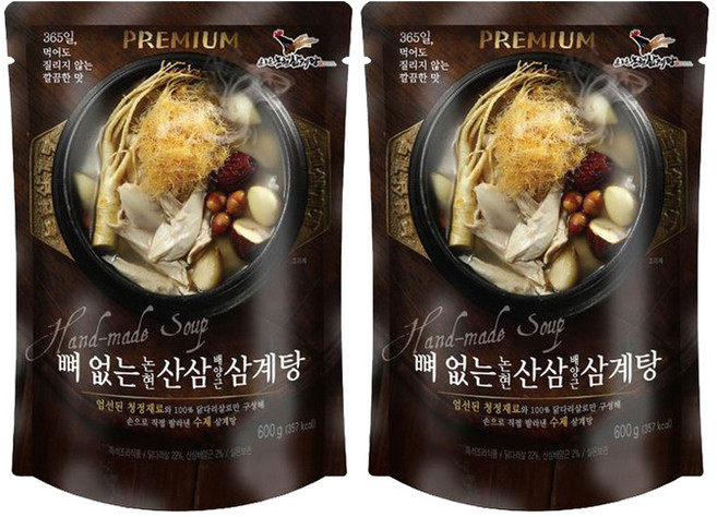 윤도훈논현삼계탕 뼈없는 논현 산삼 배양근 삼계탕, 600g, 2개