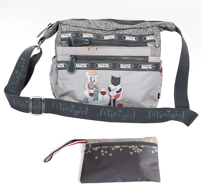 미니걸 고양이 트윈지퍼크로스 + 파우치 CG3016 숄더 그레이