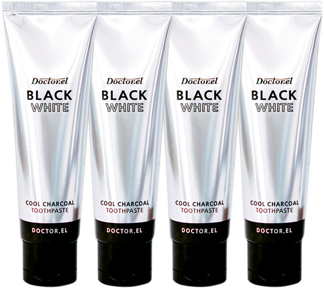 닥터이엘 블랙화이트 숯 치약, 120g, 4개