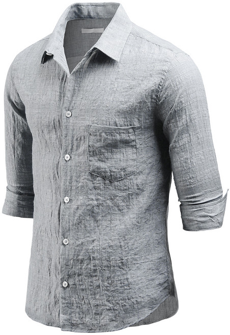 다꾸앙 남성용 통기성 여름 청량한 린넨 라이크 7부 셔츠 C06D14_ss2098