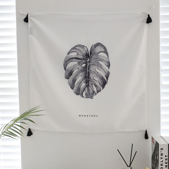 베베데코 모노 몬스테라 DTP 타슬형 바란스 가리개 커튼