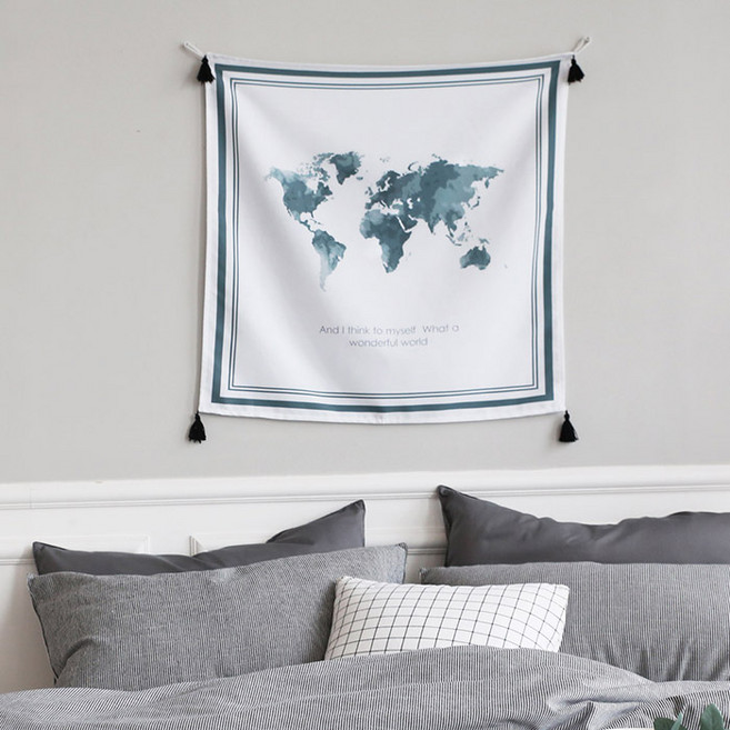 베베데코 월드맵 DTP 타슬형 바란스 가리개 커튼