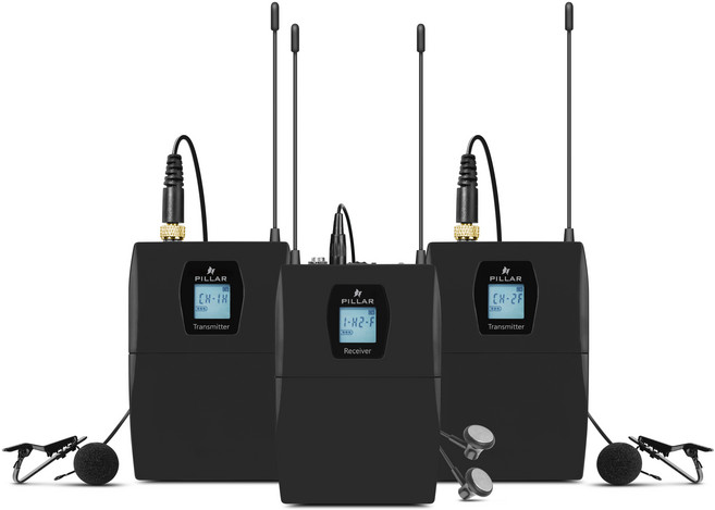 필라 UHF 듀얼 무선 핀마이크 송신기 2p + 수신기 세트, CM-WM03