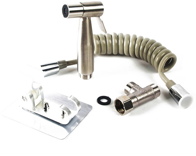 변기샤워기 스텐 스프레이건 + 코일호스 + T벨브 + 거치대