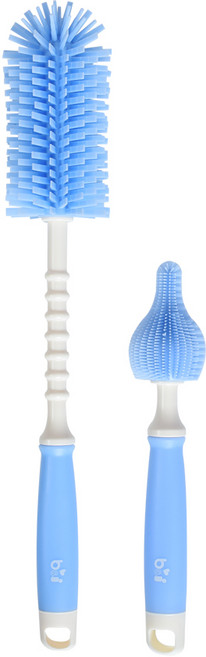 베이비앤아이 버블 실리콘 일자 젖병솔 세트, 1세트, 라벤더블루