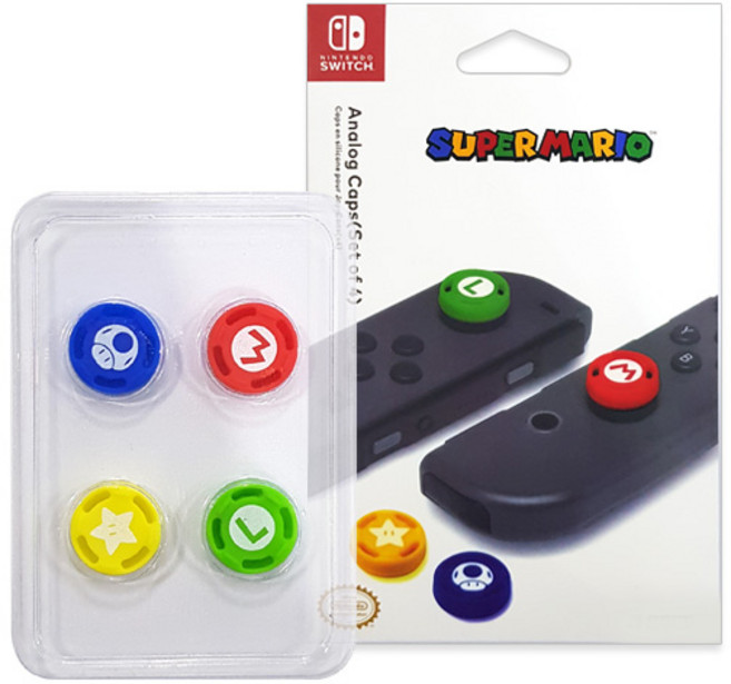 이이네 닌텐도스위치 아날로그 슈퍼마리오 조이콘용 스틱커버 4종세트, 1세트