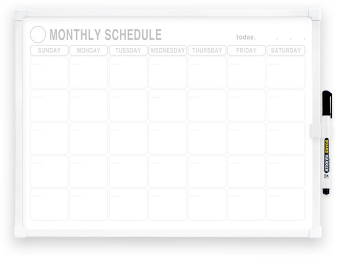 두문 탁상용 먼슬리 스케줄 메모 화이트보드 + 세필보드마커 블랙 세트