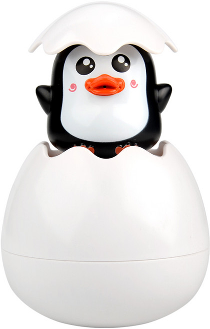 해피플레이 베이블퓨어리 유아 목욕놀이 장난감 에그퐁 펭귄, 블랙, 1개