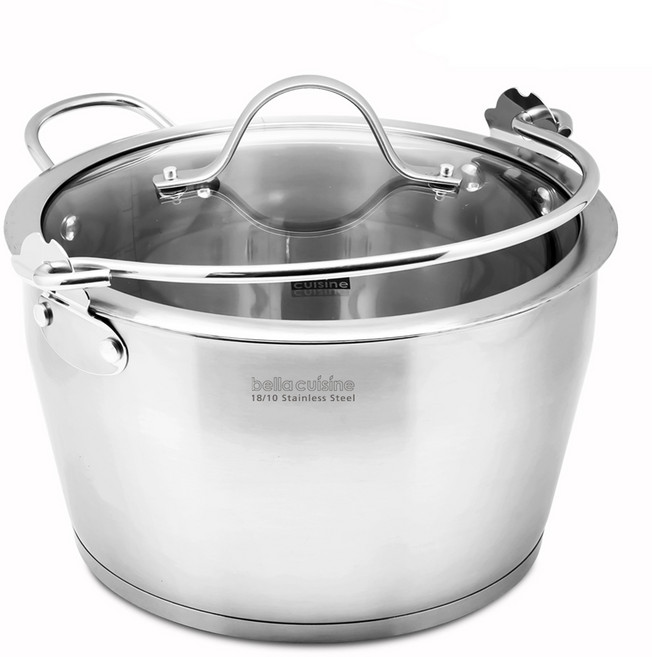 벨라쿠진 인덕션 잼팟 머슬린 팬 9L + 유리뚜껑 세트, 28cm, 실버, 1개