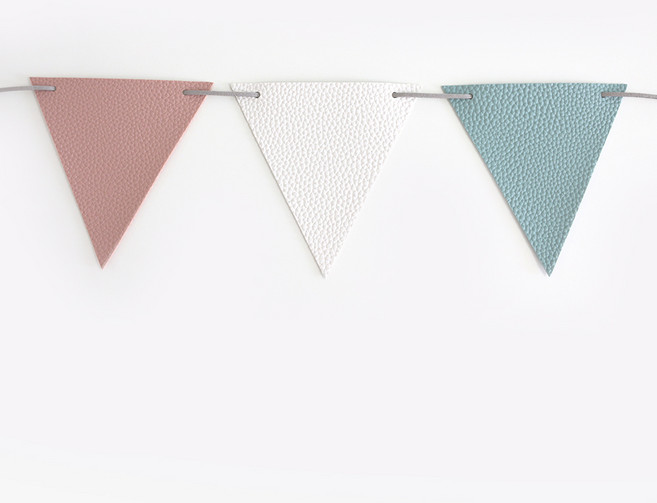 소이믹스 삼각 플래그 가죽 가랜드, A 핑크 + 화이트 + 블루