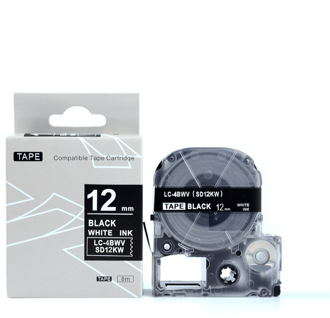 모든잉크샵 엡손 호환 라벨테이프 SD12KW, 검정바탕 + 흰색글씨, 12mm