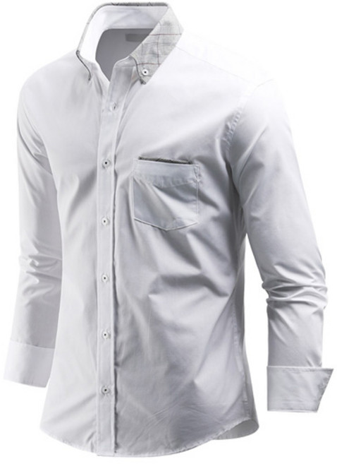 다꾸앙 남성용 빈틈없는 체크 배색 캐주얼 긴팔 셔츠 C02D14_ss1868