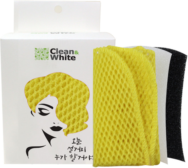 클린앤화이트 구리나노 항균 필터 수세미 2종 + 고리 망사 수세미 세트, 1세트