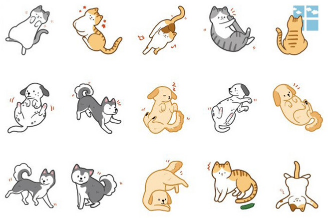 멍냥이 스티커 15종 x 3p세트, 혼합색상, 2세트