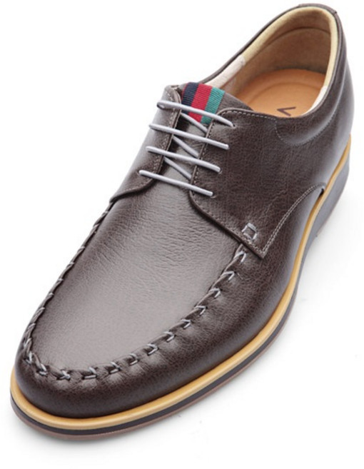 VONIN 남성용 천연소가죽 플렉시블 삼선 스트레치 스트링 캐주얼화 SV015DBR