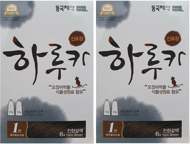 동국제약 하루카 염색약, 6호 진한갈색, 2개