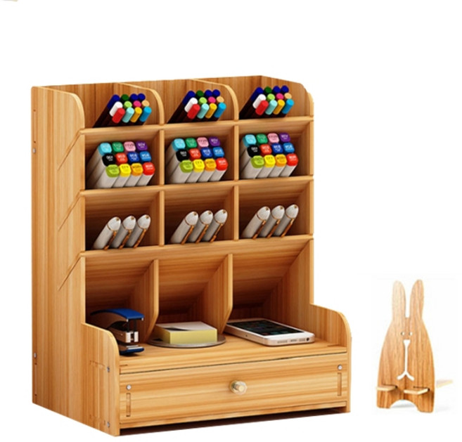 아토바스켓 DIY 멀티꽂이함 서랍형 + 핸드폰거치대, 브라운, 1세트