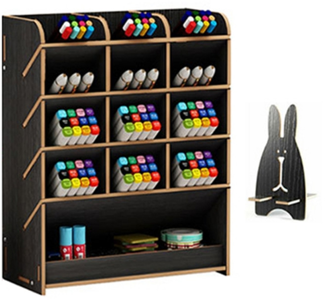 아토바스켓 DIY 멀티꽂이함 일반형 + 핸드폰거치대, 블랙, 1세트