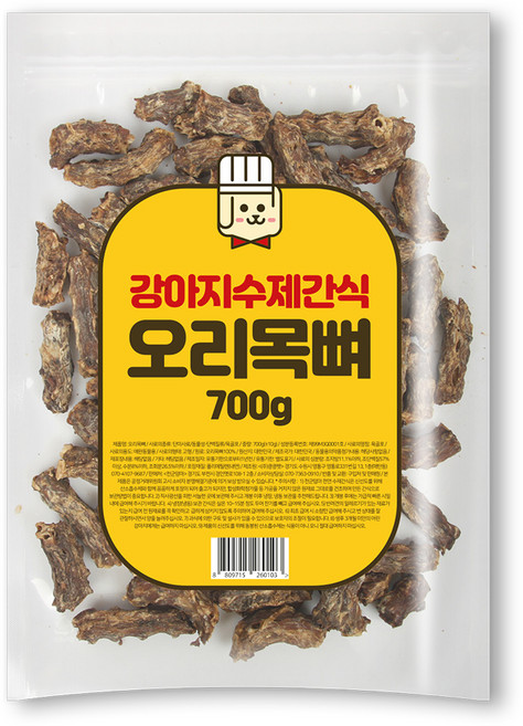 천군맘마 강아지 수제 건조간식, 오리목뼈, 700g, 1개