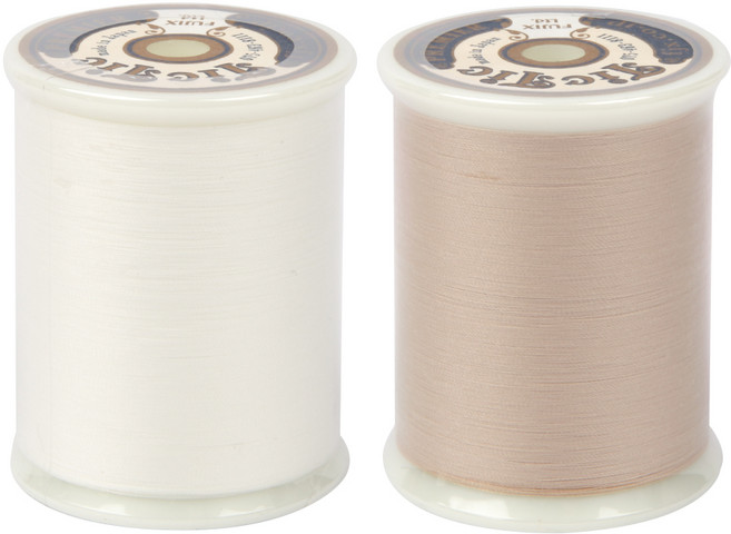 후직스 틱틱 프리미어 인형전용 재봉실 2p, 화이트, 베이지, 1000m, 2개