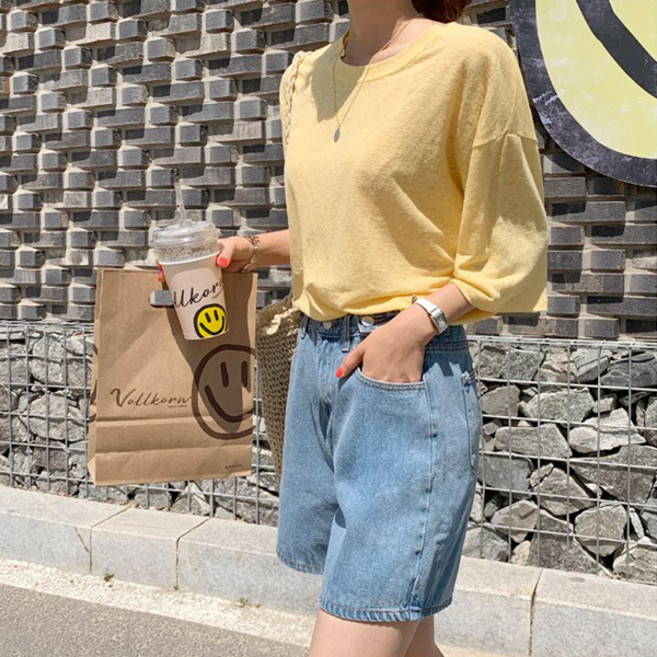 온더리버 여성용 디엘시 린넨 루즈핏 반팔 티셔츠