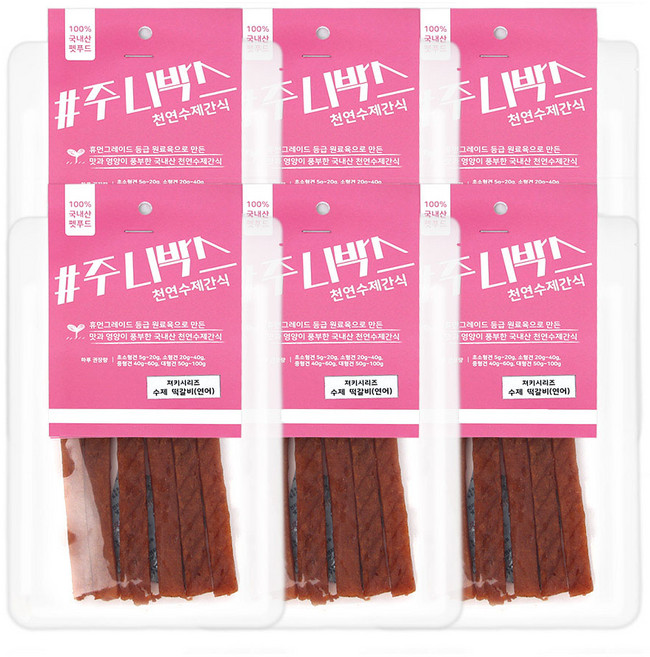 주니박스 저키시리즈 떡갈비 강아지 간식 50g, 연어, 6개