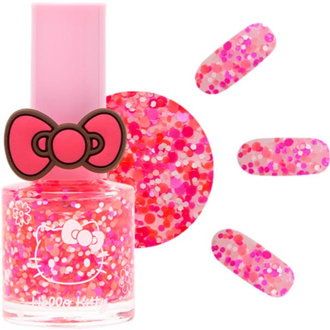 뿌띠슈 헬로키티 어린이 글리터네일 매니큐어 9ml, H05 핑크핑크뿅뿅, 1개