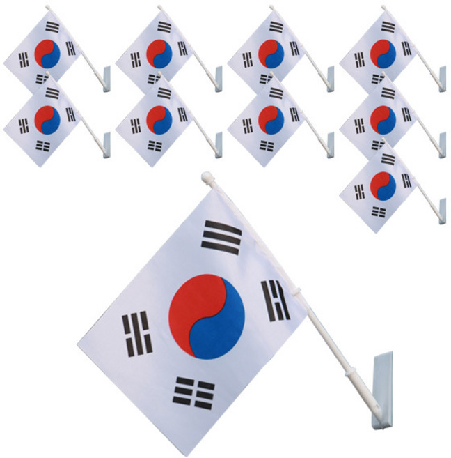 리빙다 미니 부착형 태극기 세트, 혼합색상, 10개