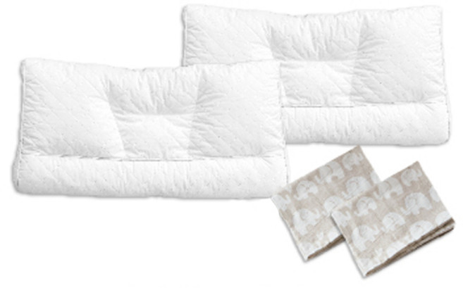 수면공감 키즈 코코세트 우유 순면 베개 2p + 더스트백 2p, 코끼리(커버)