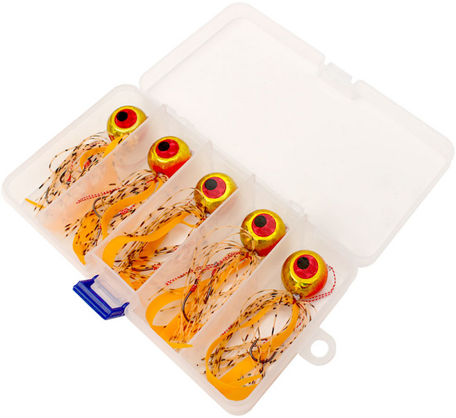 싸파 유동식 타이라바 루어미끼 80g x 5p + 태클박스 세트, 오렌지, 1개