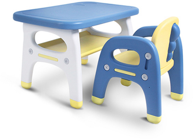 베이블퓨어리 프리미엄 스마트 유아 책상 + 의자 세트, 쥬라기(옐로우 + 블루)