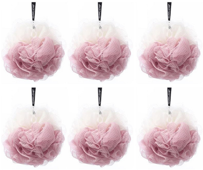 동글이 거품샤워볼, 화이트 + 핑크, 1개입, 6개