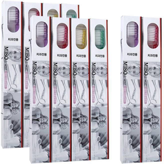 미소덴탈 성인 이중슬림모 칫솔, 10개, 1개입