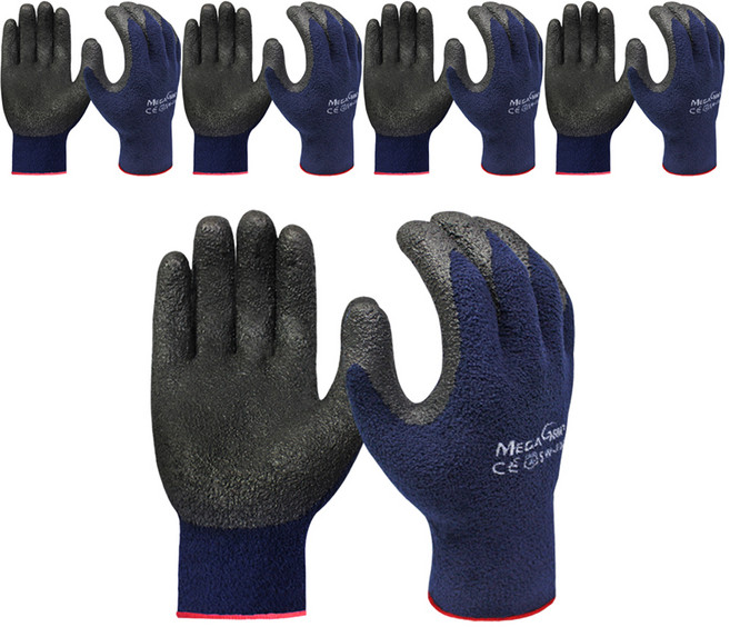 메가그립 겨울용 코팅작업장갑 M, 네이비, 5세트