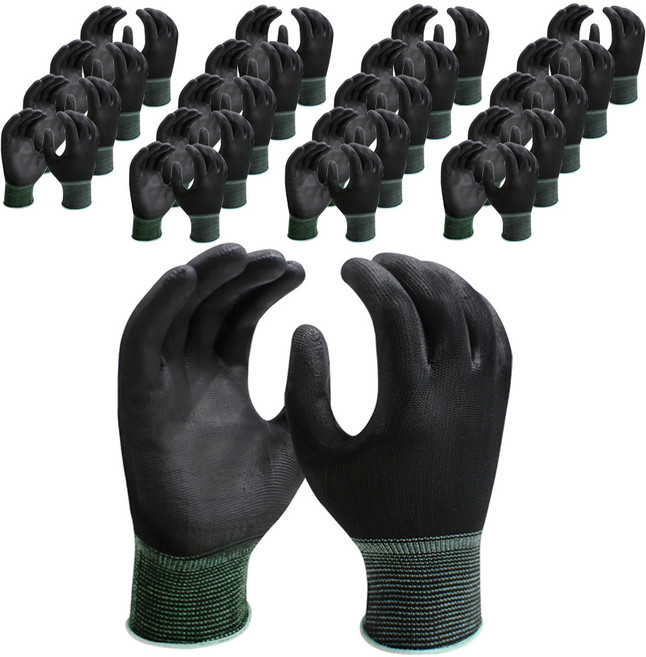 장갑나라 메가그립 PU 손바닥 코팅 장갑, 검정색, 20개