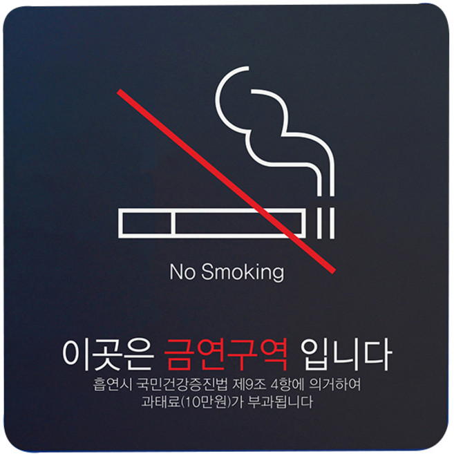 디자인다빈치 금연구역 안내 표지판 블랙 S, 심플형 과태료, 1개