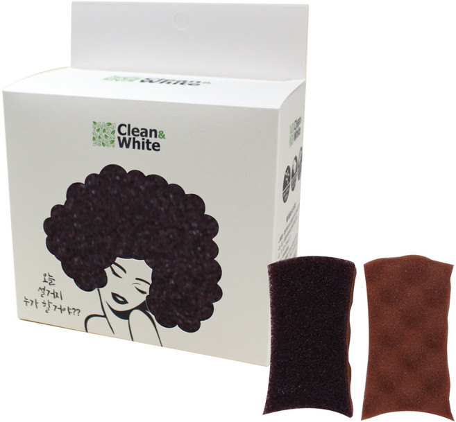 클린앤화이트 초콜릿 수세미 3중 양면 3p + 2중 엠보싱 3p + 패키지 상자 세트, 1세트