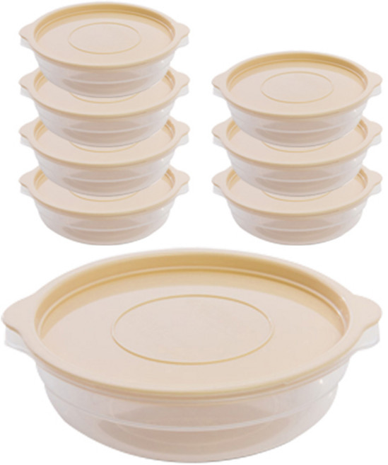 심플 쿡앤밥 전자레인지용 보관용기 아이보리 대 450ml, 8개, 단품