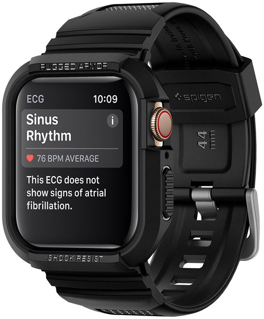 슈피겐 애플워치 스트랩 일체형 케이스 러기드아머 프로, 블랙, 1개